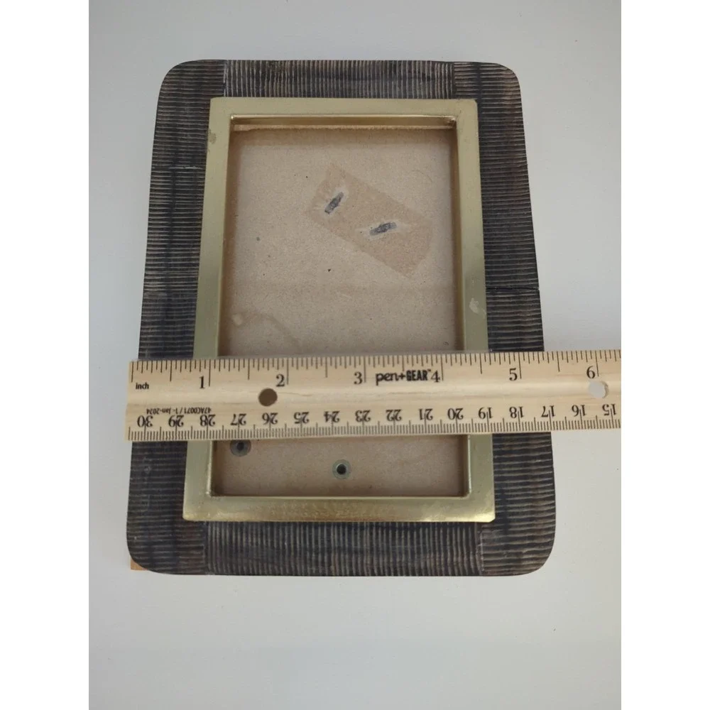 Opalhouse Brass Metal and Wood Border Picture Frame 4x6 Rectangle Home Decor